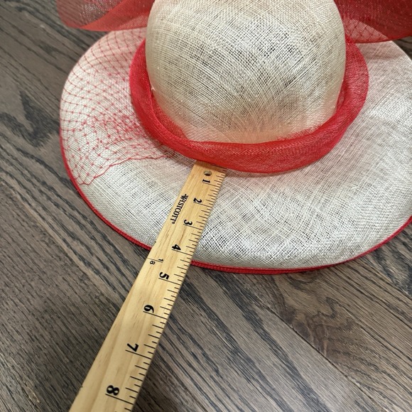 Something Special Sinamay Mesh Derby Church Hat Red Ribbon  display picture 3